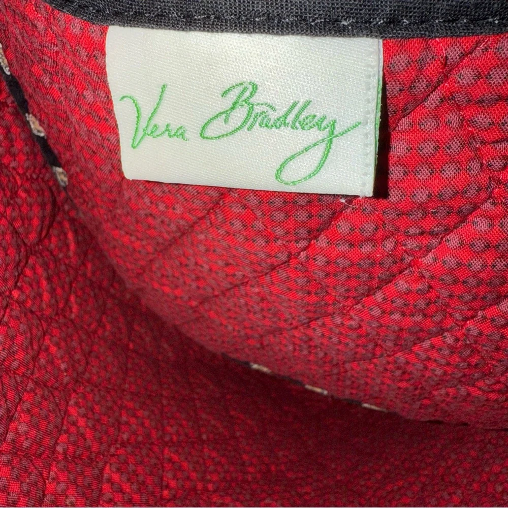 Vera Bradley Classic Quilted‎ Flower & Leaf ShoulderTote Book Bag Black EUC - Picture 4 of 9